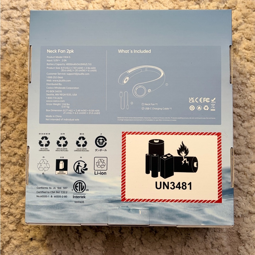 New Never Opened box One JisuLife White Neck Fan - Picture 4 of 11